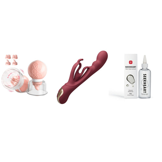 Seekheart Breast Stimulator and Rabbit Vibrator Set (Save $15.39)